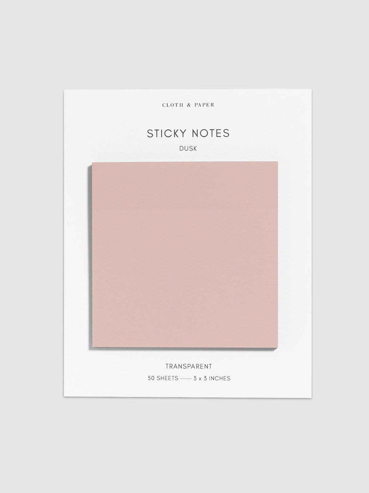 Sticky notes on their backing displayed on a neutral background. Color pictured is Dusk.