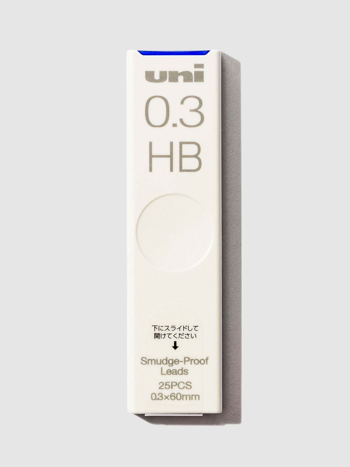 Uni Smudge-Proof Lead, Cloth and Paper. 0.3 mm lead case displayed on a neutral background.