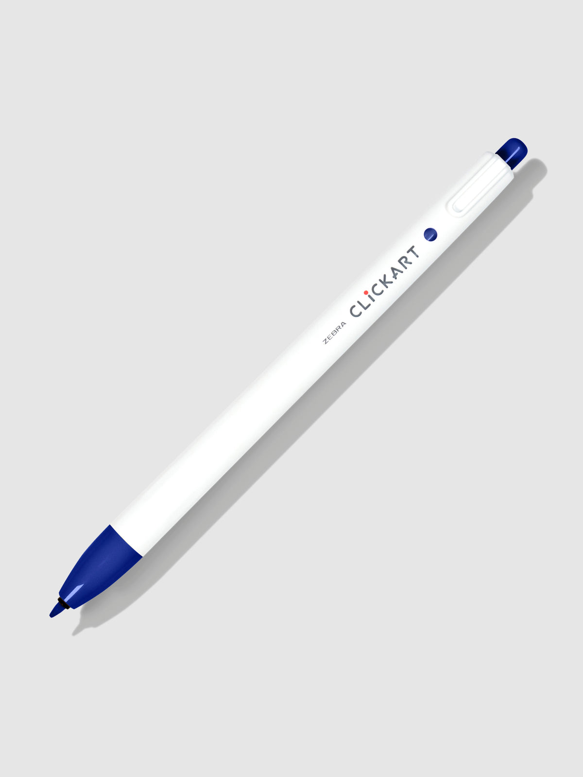 Zebra Clickart Marker, Blue, Cloth and Paper. Marker on a neutral background tilted to the right.
