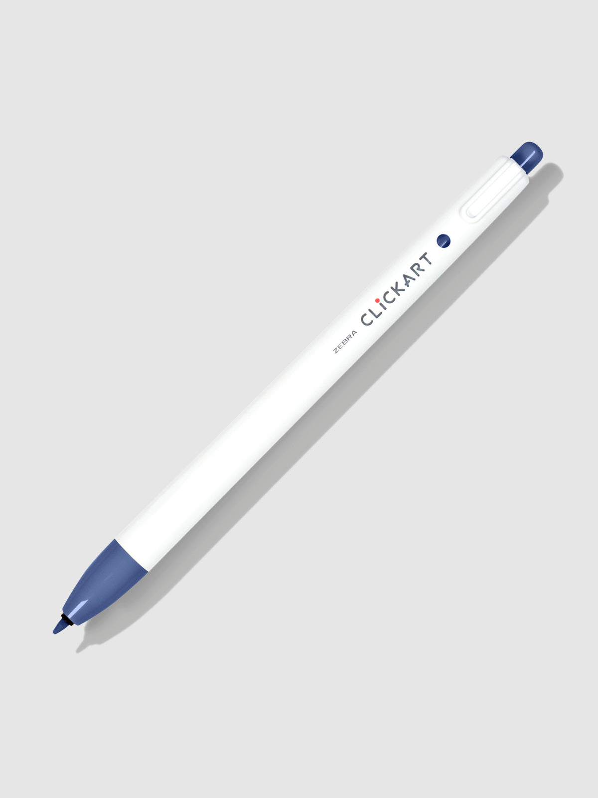 Zebra Clickart Marker, Blue Gray, Cloth and Paper. Marker on a neutral background tilted to the right.