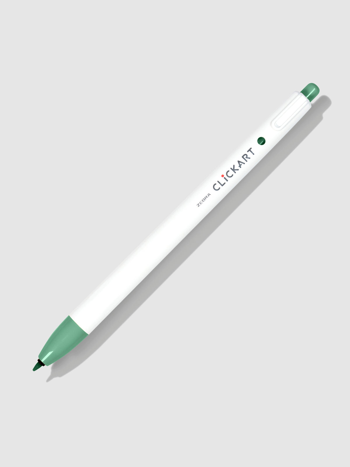 Zebra Clickart Marker, Mint Green, Cloth and Paper. Marker on a neutral background tilted to the right.