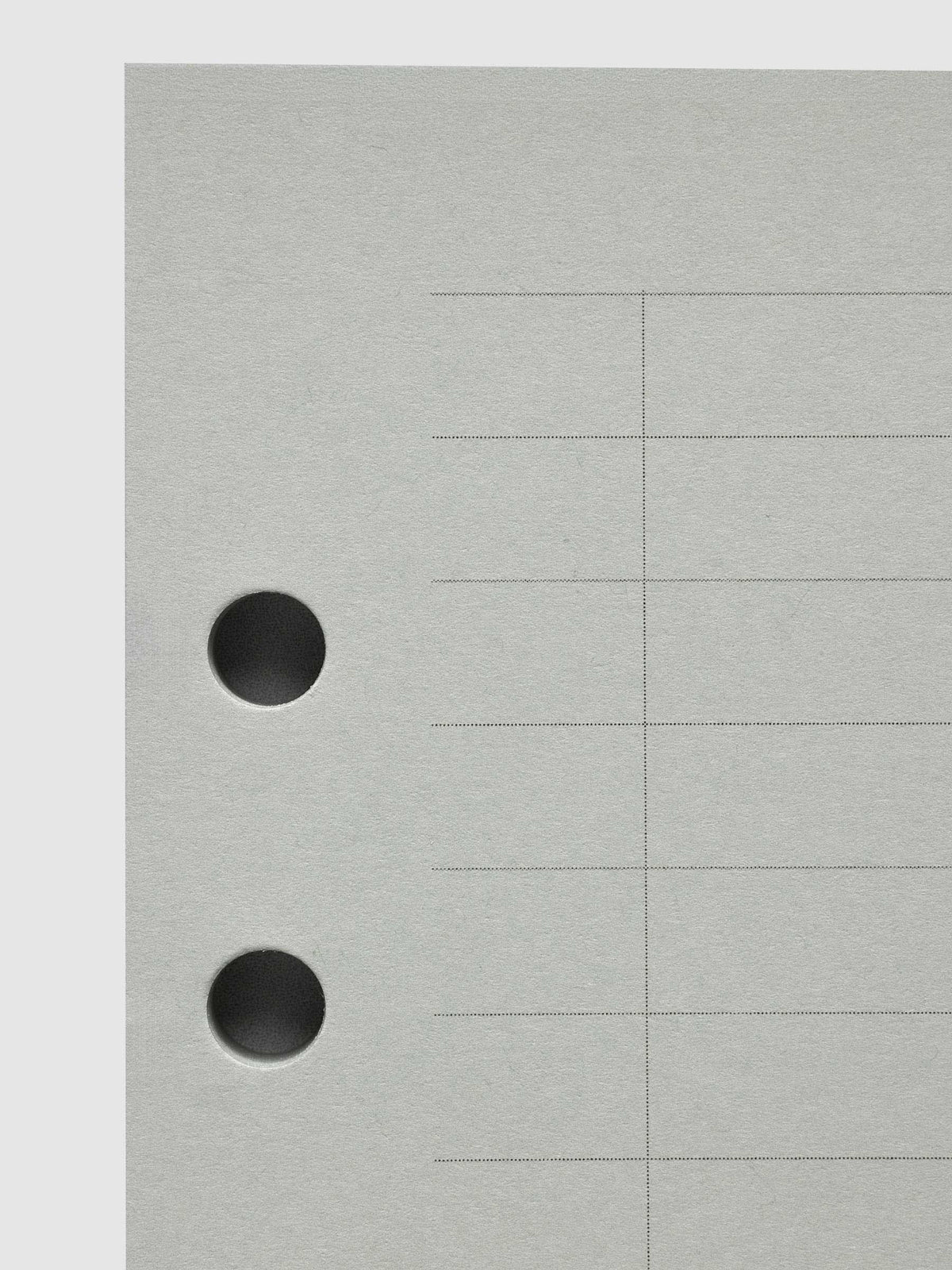 System Punch Pad, close-up of two round punch holes along the edge of a sheet