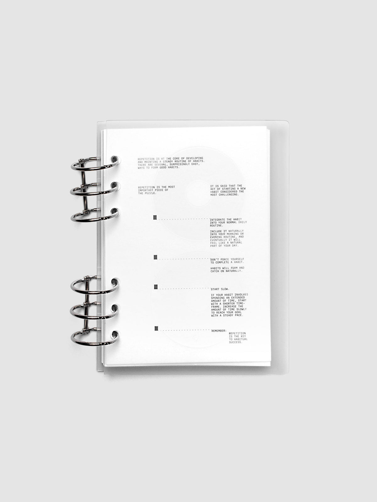 On Repeat Planner Cover + Dashboard Set  shown in size Personal Wide with 6-ring binding.