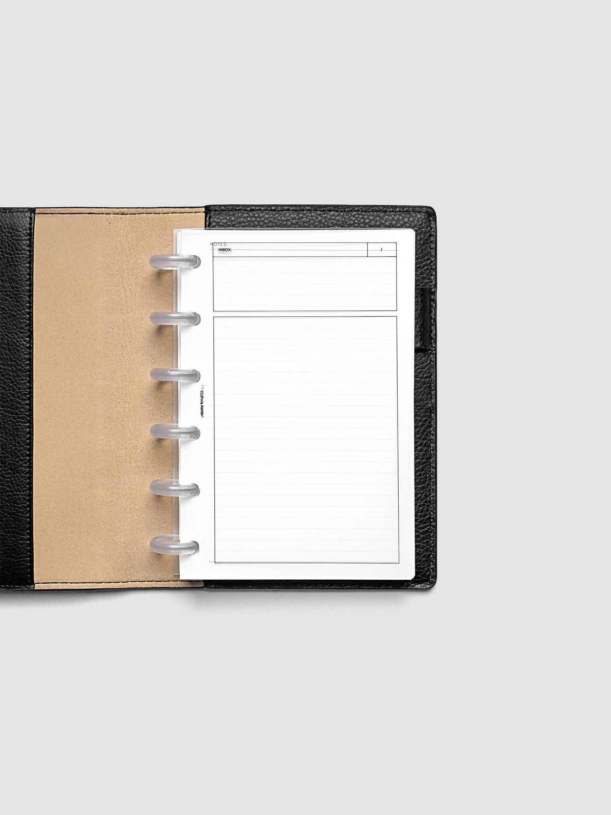 Crystal Clear Inbox Planner Dashboard shown inside a CP Petite sized folio.