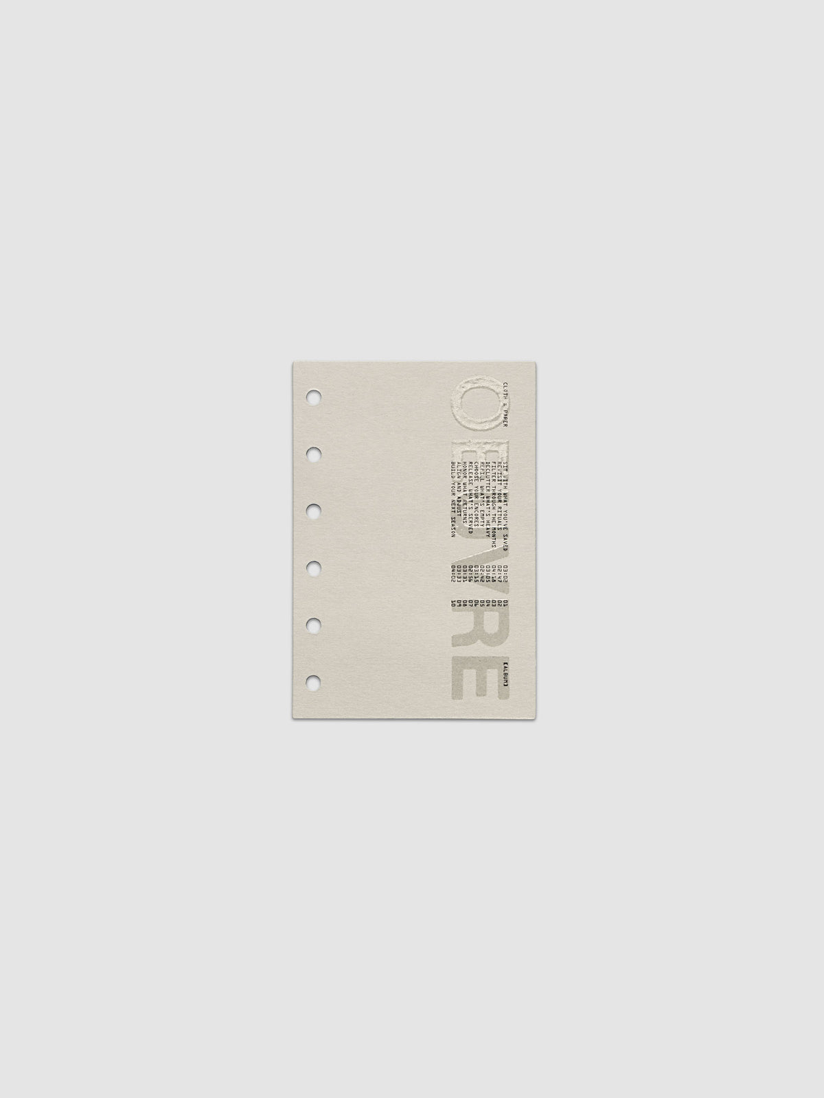 Oeuvre Planner Dashboard in Pocket 6-Ring Punch size