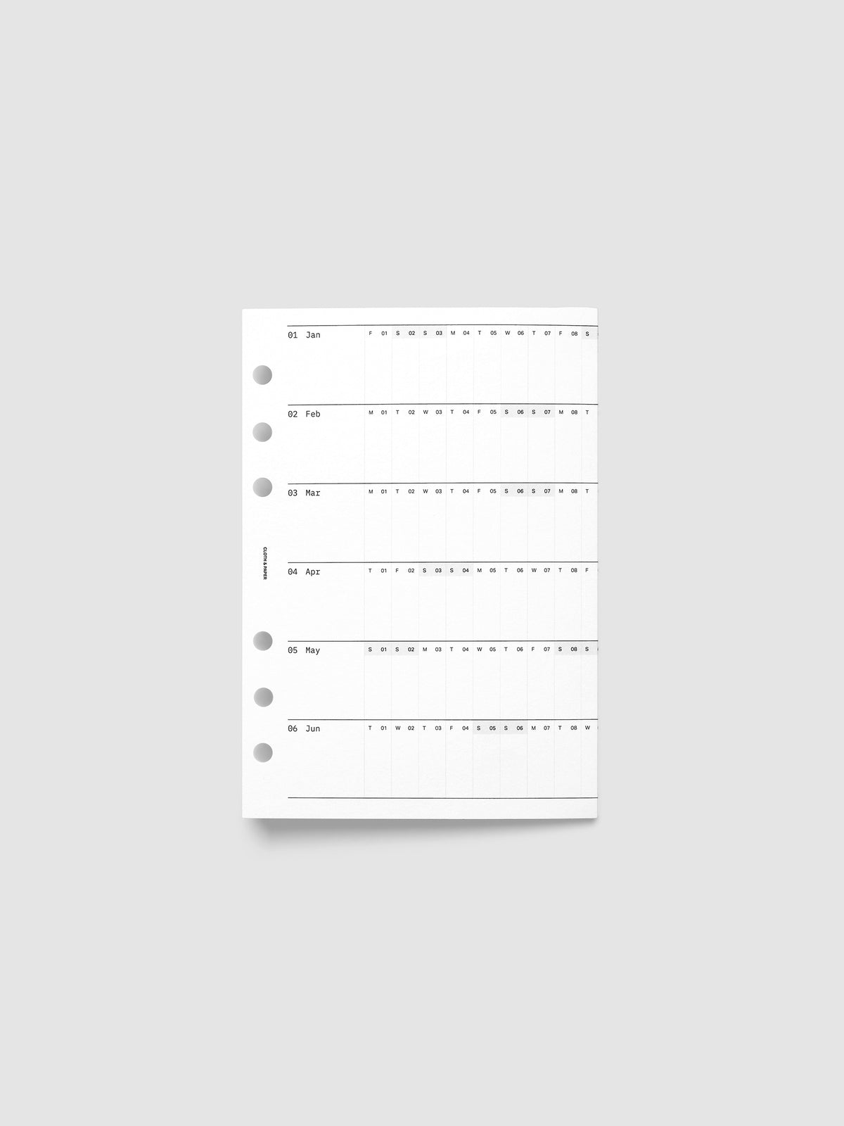 Personal Wide 6-Ring Punch 2027 Dated Fold Out Insert shown folded closed, displaying the cover side on a flat surface.