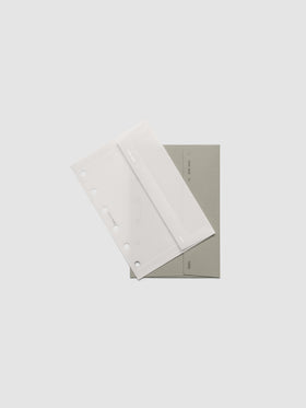 Envelope Storage Holder Set shown pre-punched for Pocket 6-Ring planners.