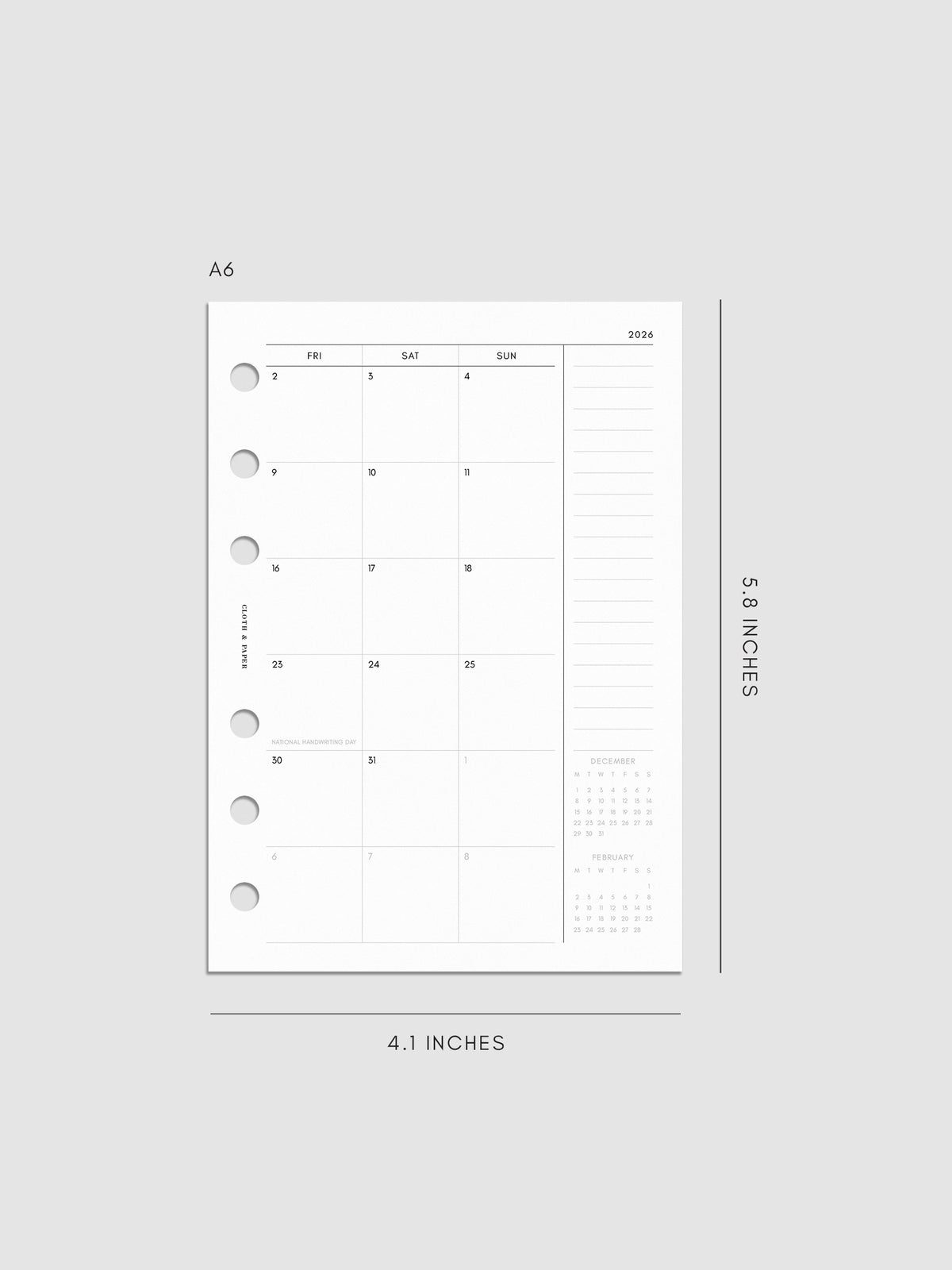 Digital mockup of insert in A6.