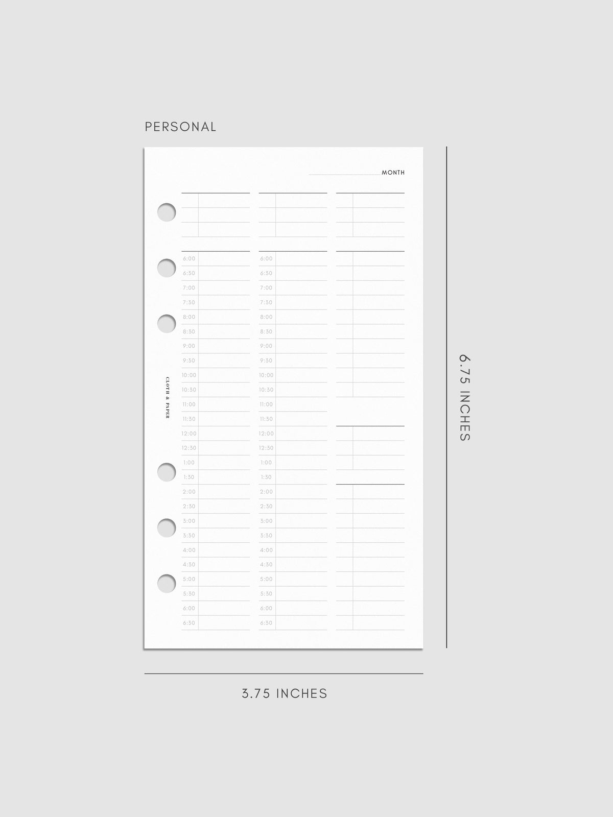 30 Minute Time Block Planner Inserts | Personal