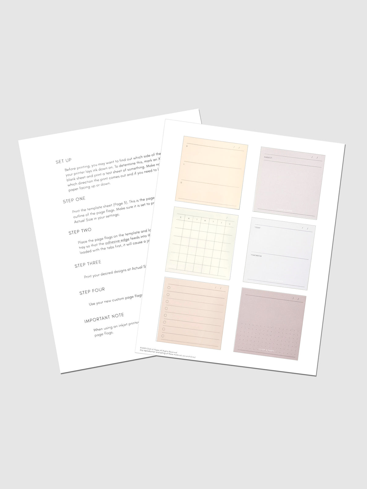 3x3 Sticky Note Printable-Essentials displayed on a neutral background.