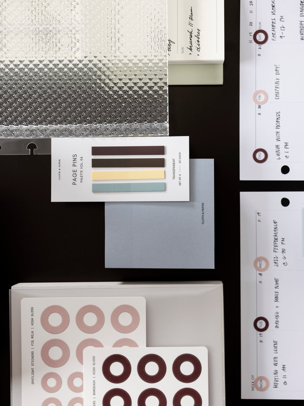 Page Pins | Vol. 4 shown with other Cloth & Paper products on a dark background.