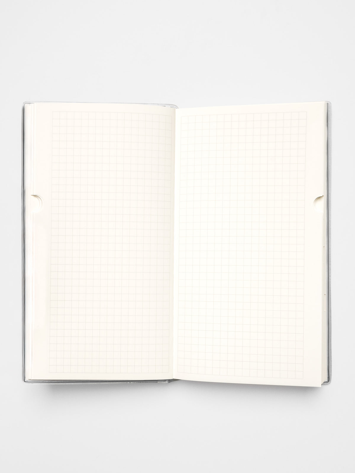Personal Record Notebook Set, A5 Slim, open notebook showing blank graph pages