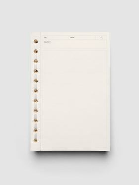 Cream paper tear away Message Pad with ribbon binding.