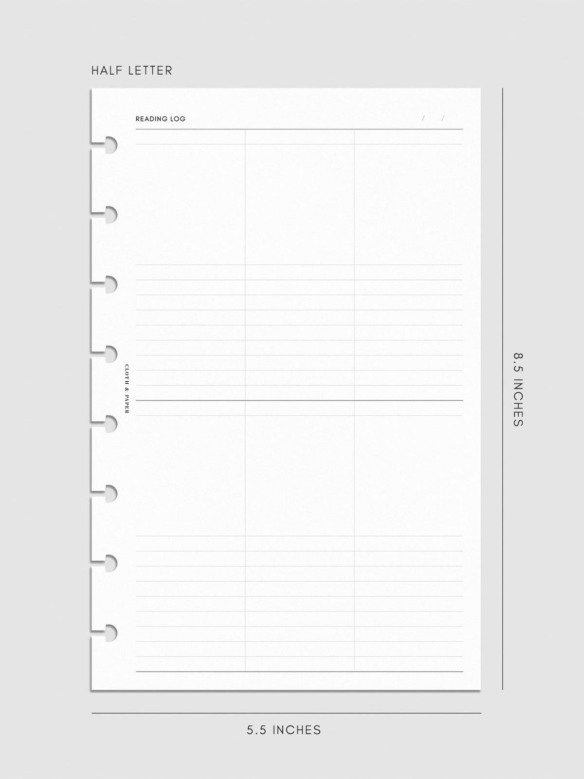 Digital mockup of insert in Half Letter.