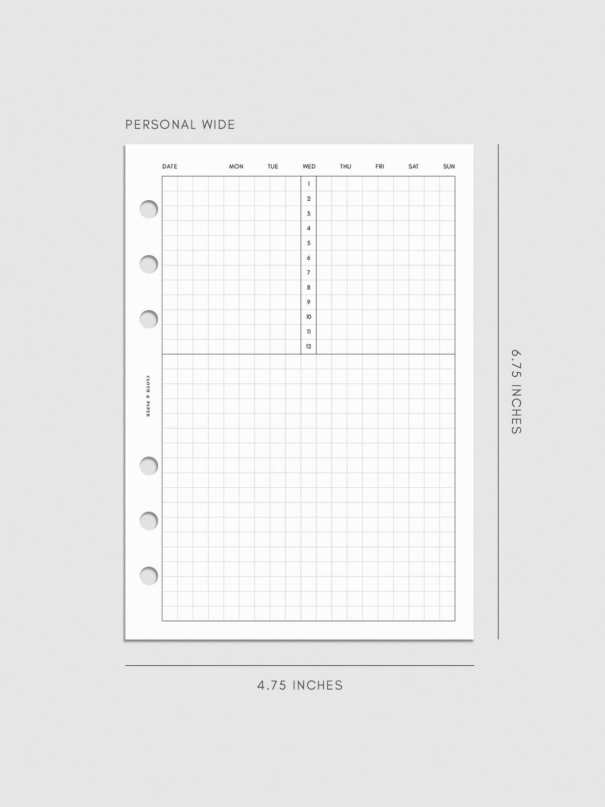 Digital mockup of insert in Personal Wide. 