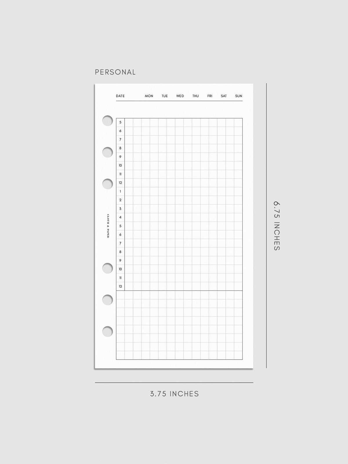 Digital mockup of insert in Personal. 