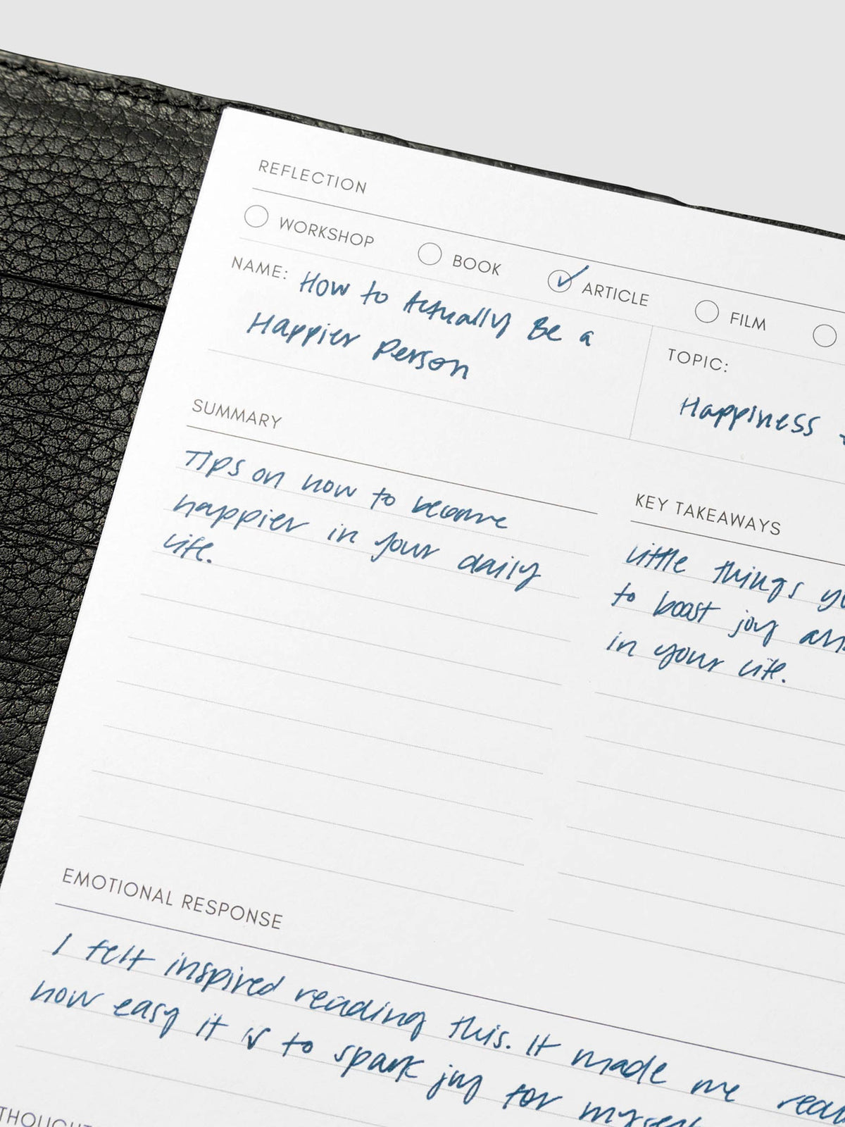 Insert in use inside a discbound planner system. Size shown is Half Letter.