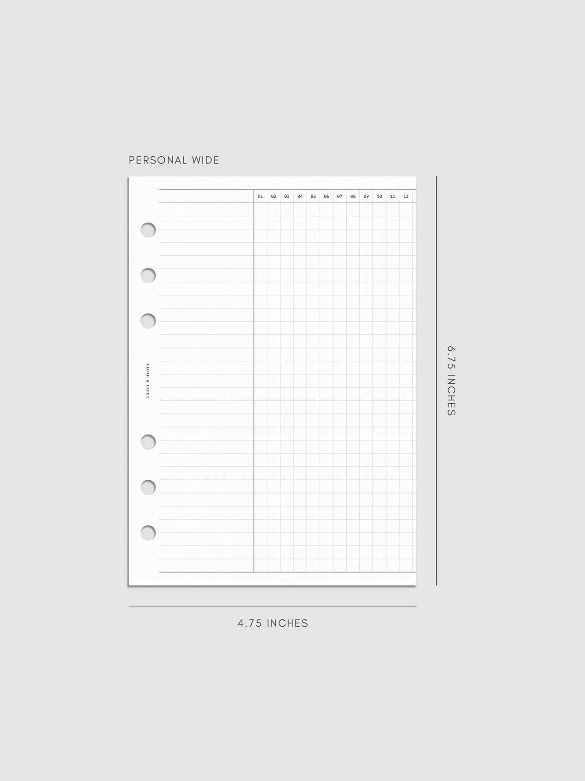 Digital mockup of Habit Fold Out Planner Insert in Personal Wide