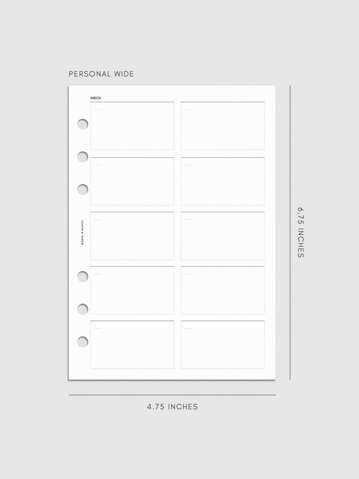 Digital mockup of insert in Personal Wide.