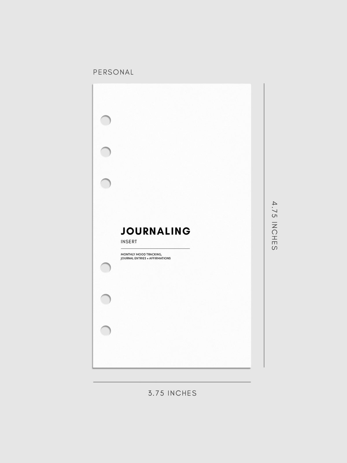 Digital mockup of insert in Personal sizing.