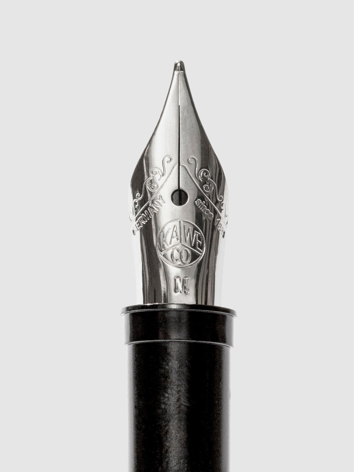 Kaweco Fountain Pen Replacement Nib, Medium, Cloth and Paper. Close up image of pen nib on a white background.