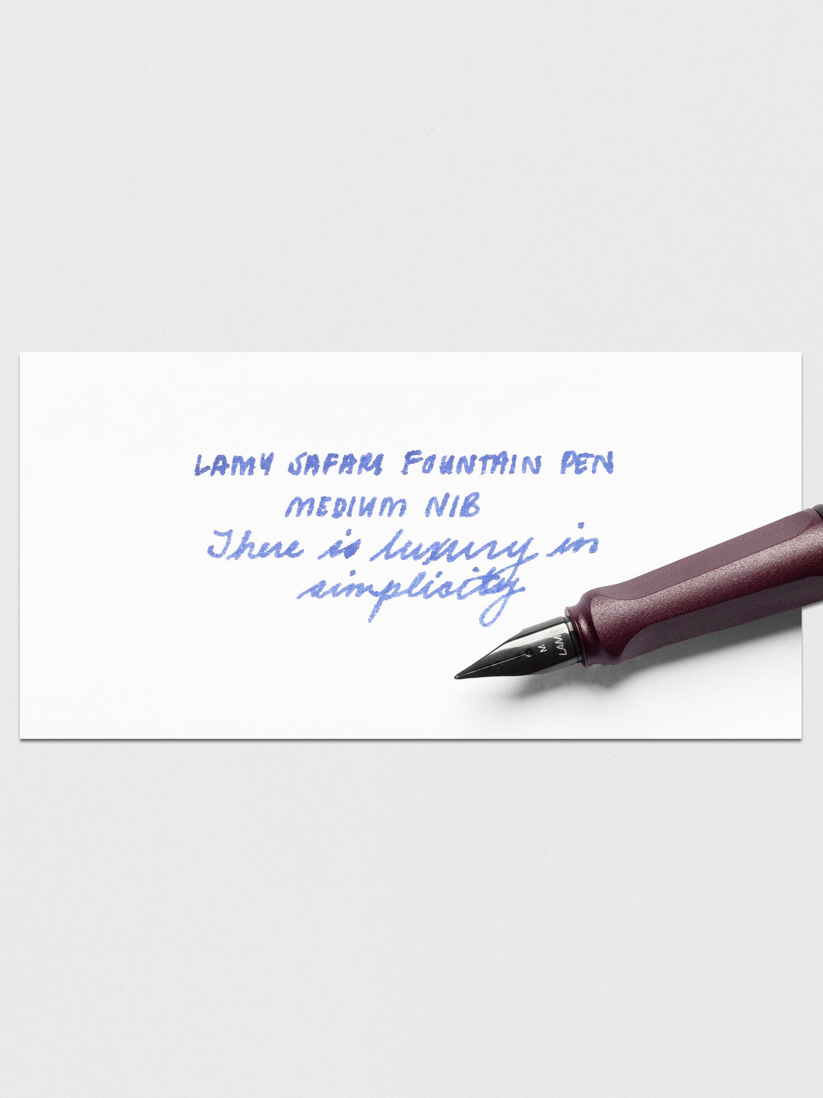 Handwritten writing sample using the Lamy Safari Fountain Pen in Scarlett with a Medium nib.