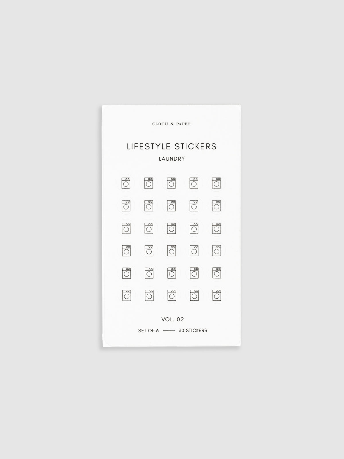 Laundry sticker sheet from Lifestyle Mini Icon Stickers displayed on a neutral background.