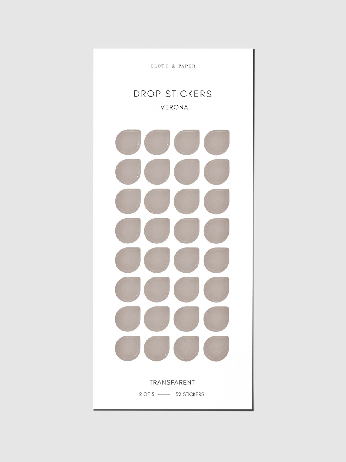 Sticker sheet displayed on a neutral background. Sticker size shown is medium, color shown is Verona.