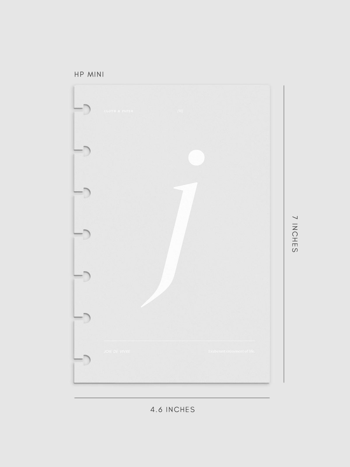 Monogram Vellum Planner Dashboard J  in HP Mini displayed on a neutral background. 