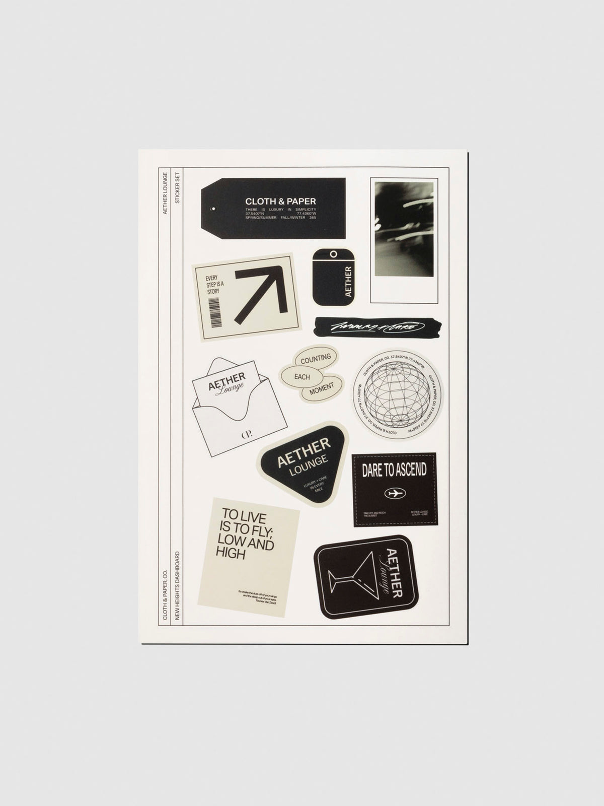 Sticker sheet displayed on a neutral background. Size shown is CP Petite.
