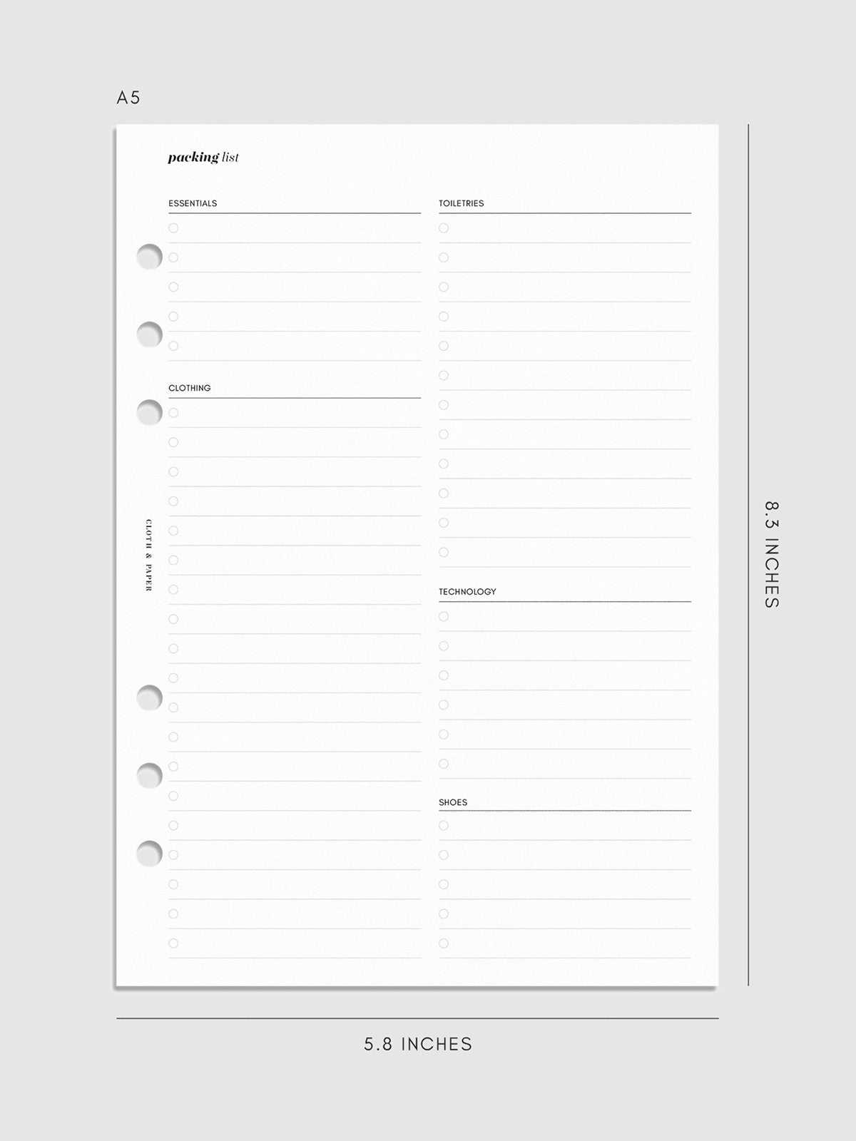 Digital mockup of inserts in A5.