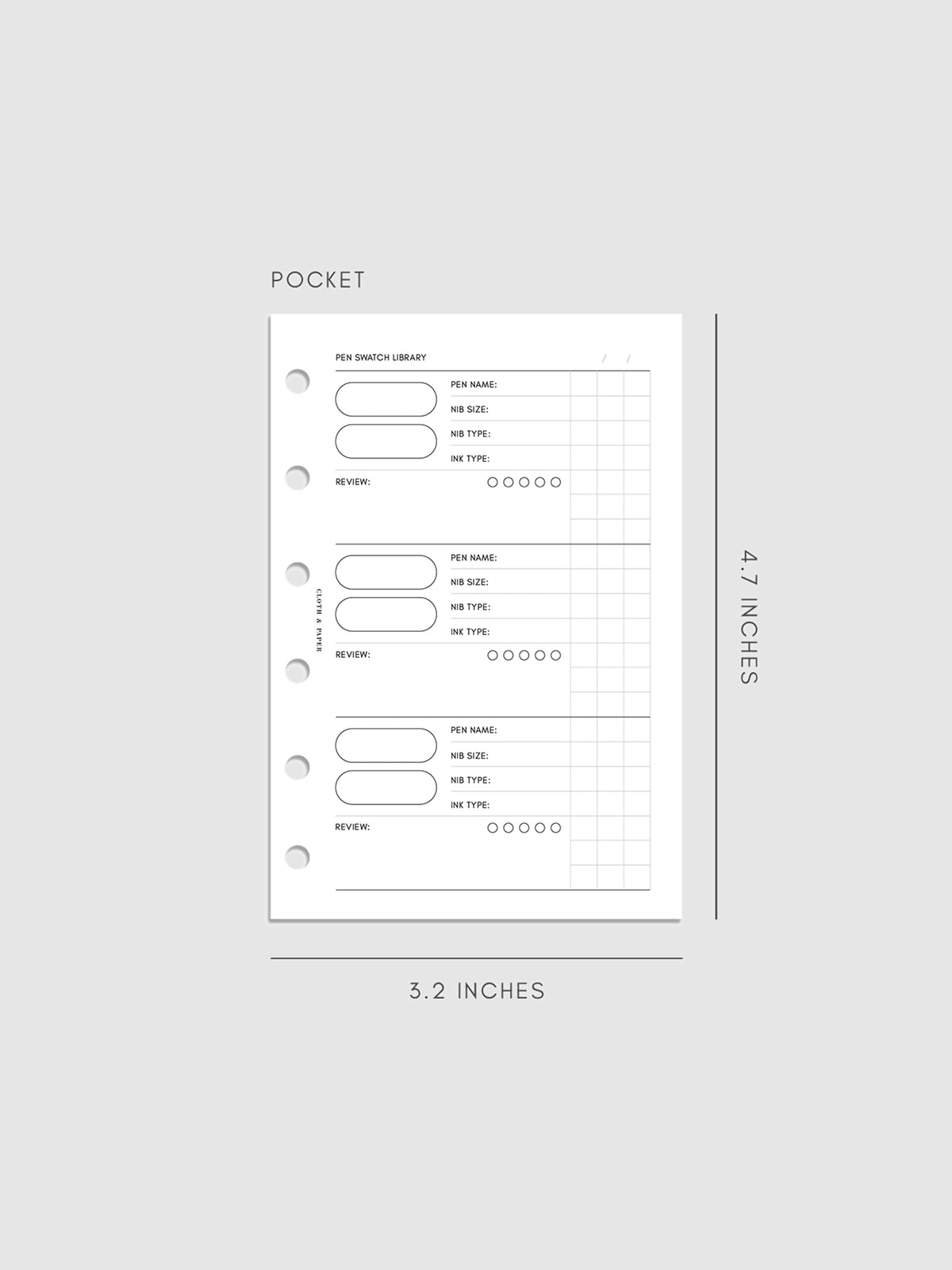 Pen Swatch Planner Inserts