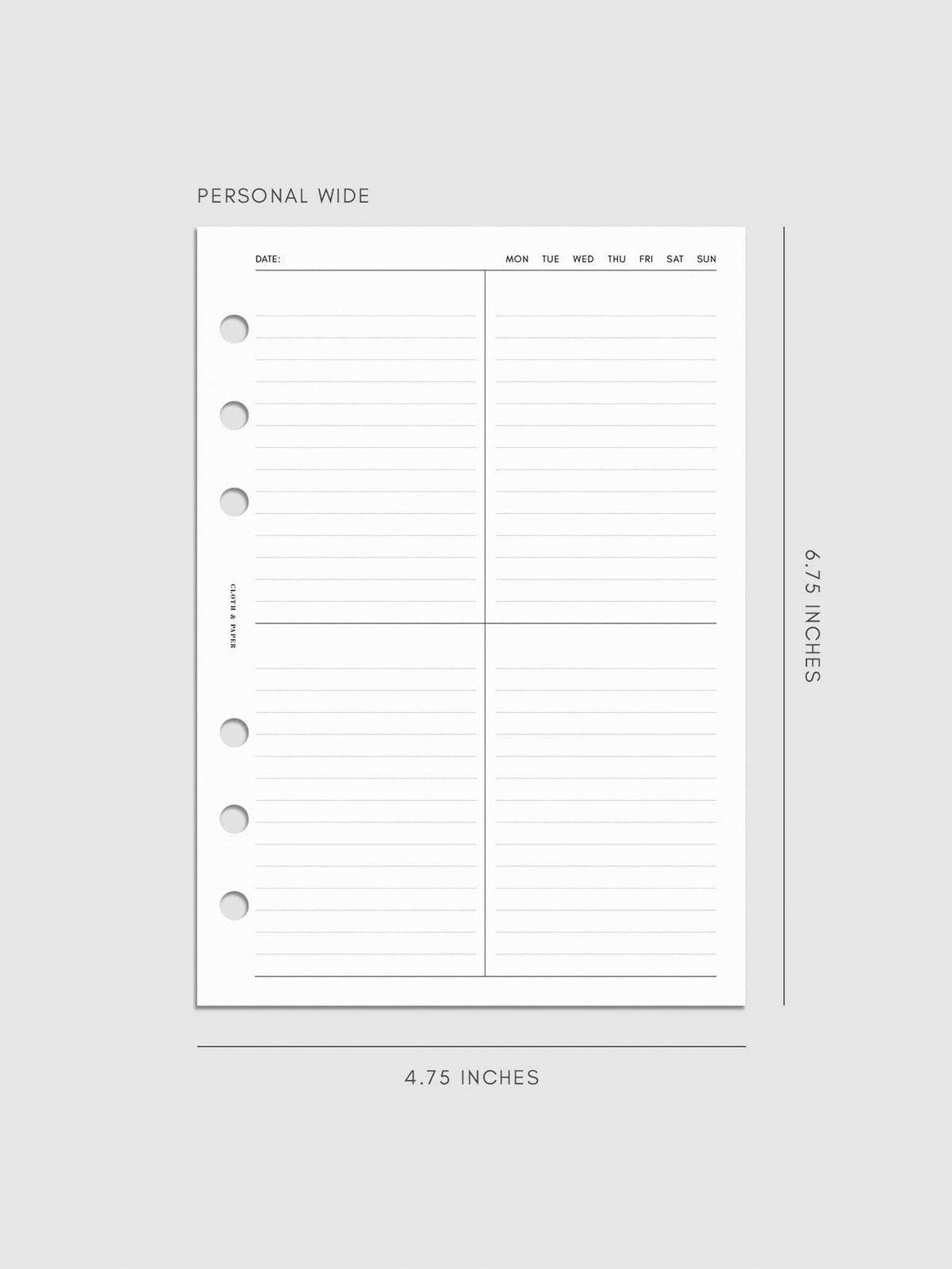Digital mockup of inserts in Personal Wide.