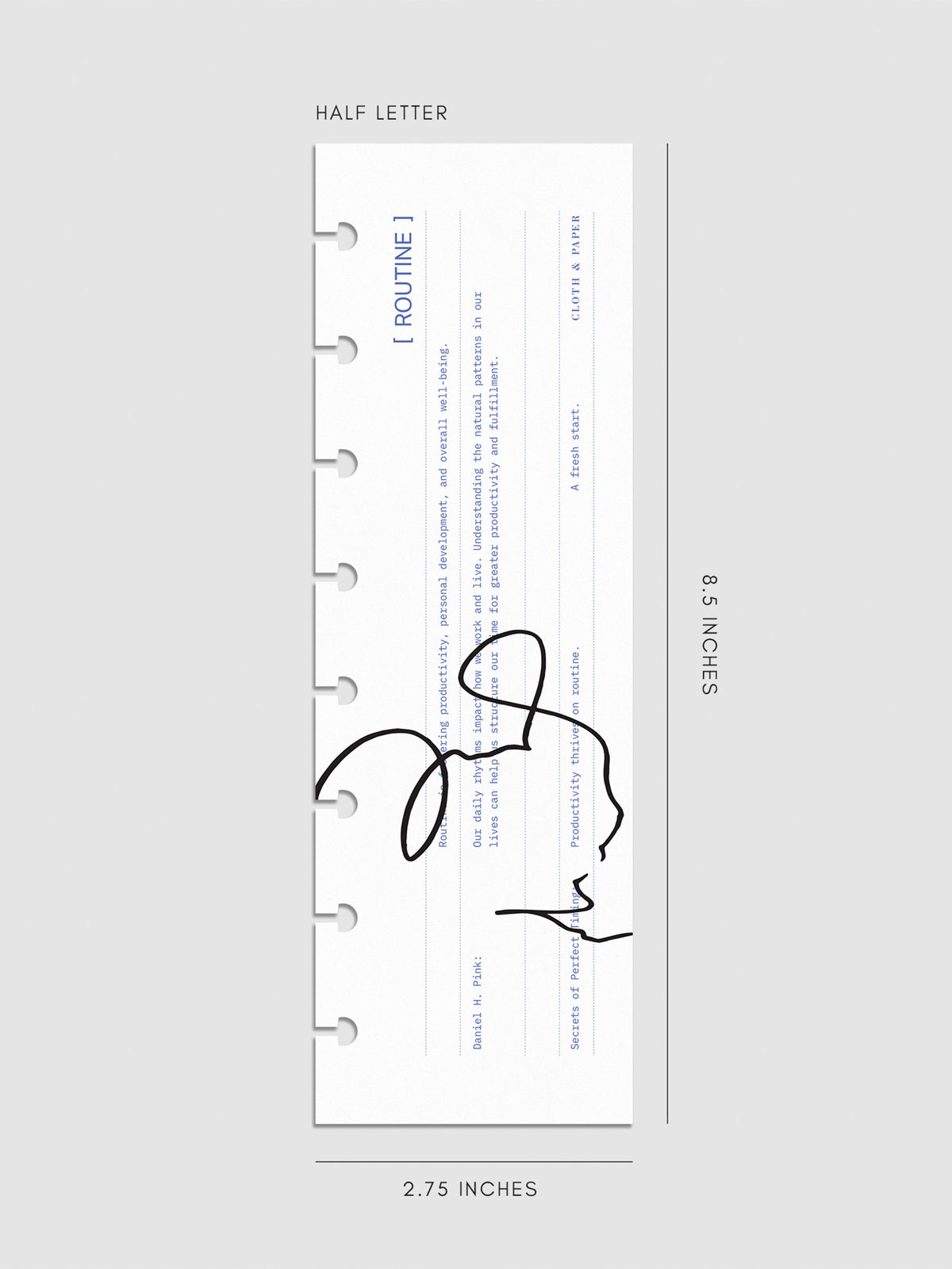 Digital mockup of dashboard displayed on a neutral background. Size shown is Half Letter.