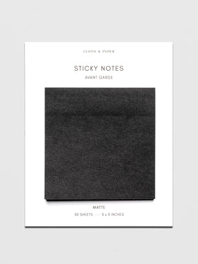 Avant Garde Sticky Notes, Cloth and Paper. Small sticky notes on their backing against a neutral background.