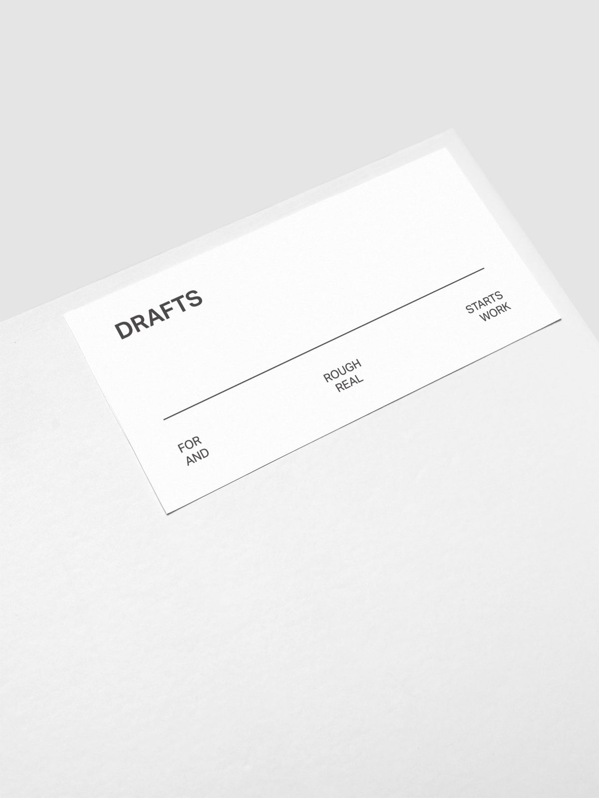 Close up of the Drafts label sticker applied to the exterior of the Storage Book 4.0.