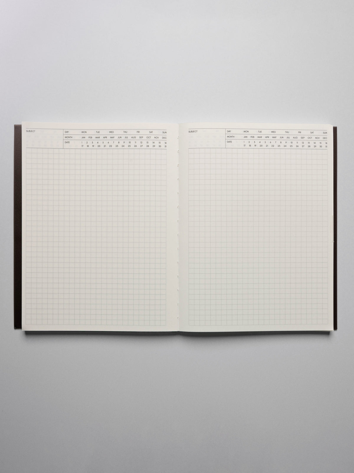 Perfect Bound Notebook in size HP Classic with Executive Notes pages open, laying flat, to show the layouts on both pages for note taking.