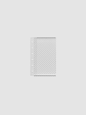 Clear, textured Studded Planner Dashboard in the size Pocket, on a neutral background.