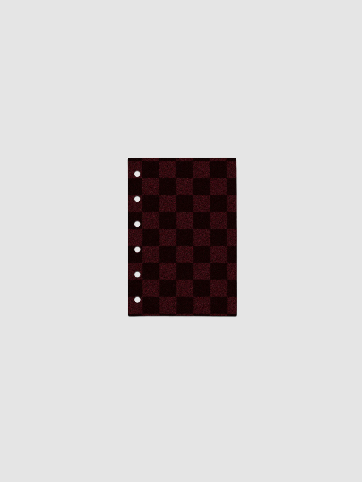 Pocket sized checkered velvet planner dashboard in the color bordeaux.