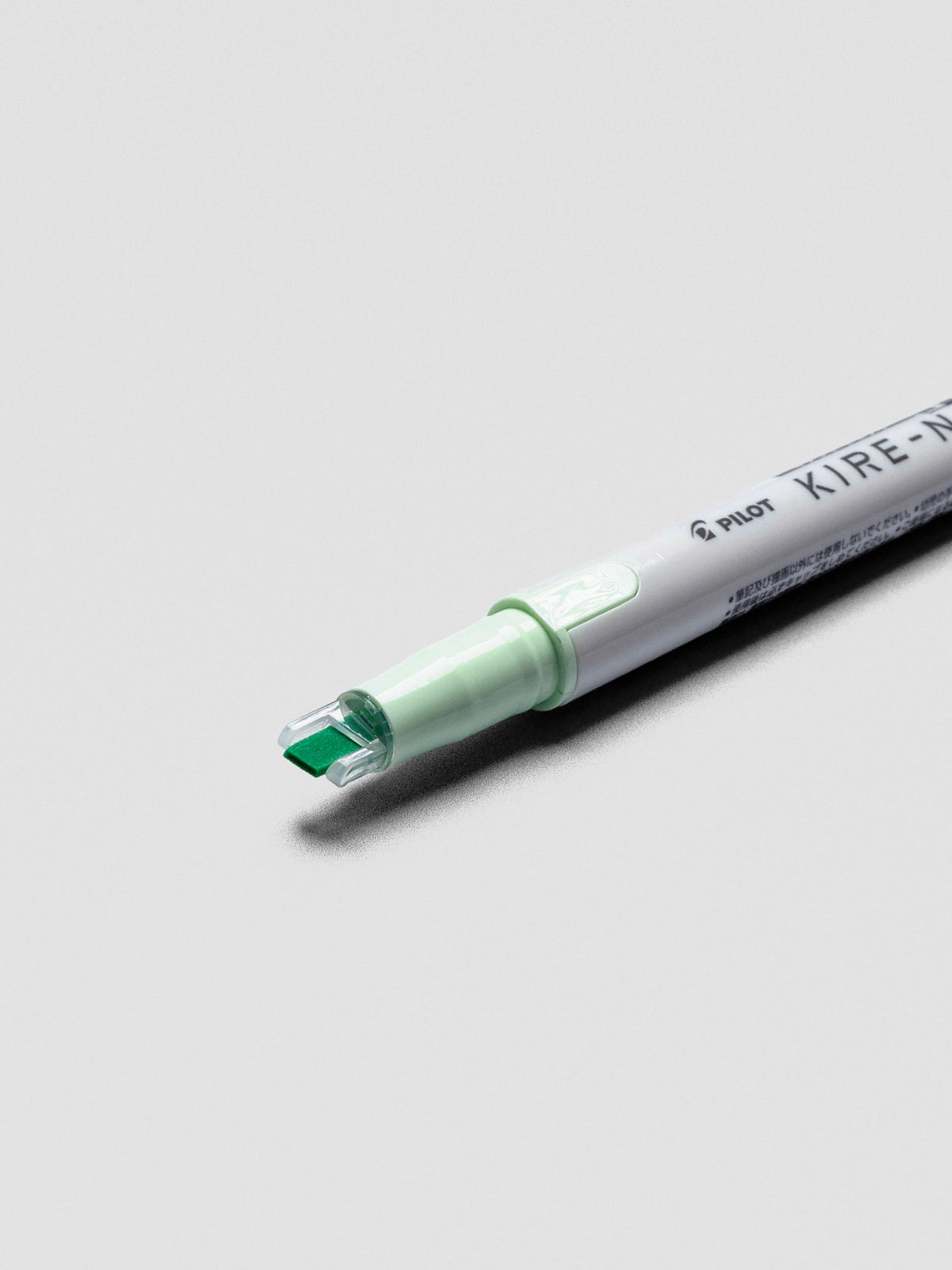 Pilot Kire-Na highlighter in Pale Green, close product view.
