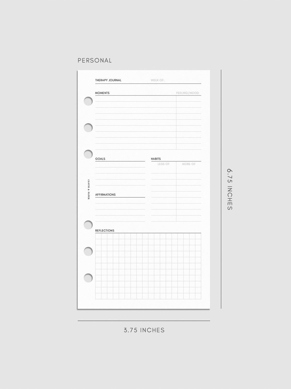 Digital mockup of insert in Personal.