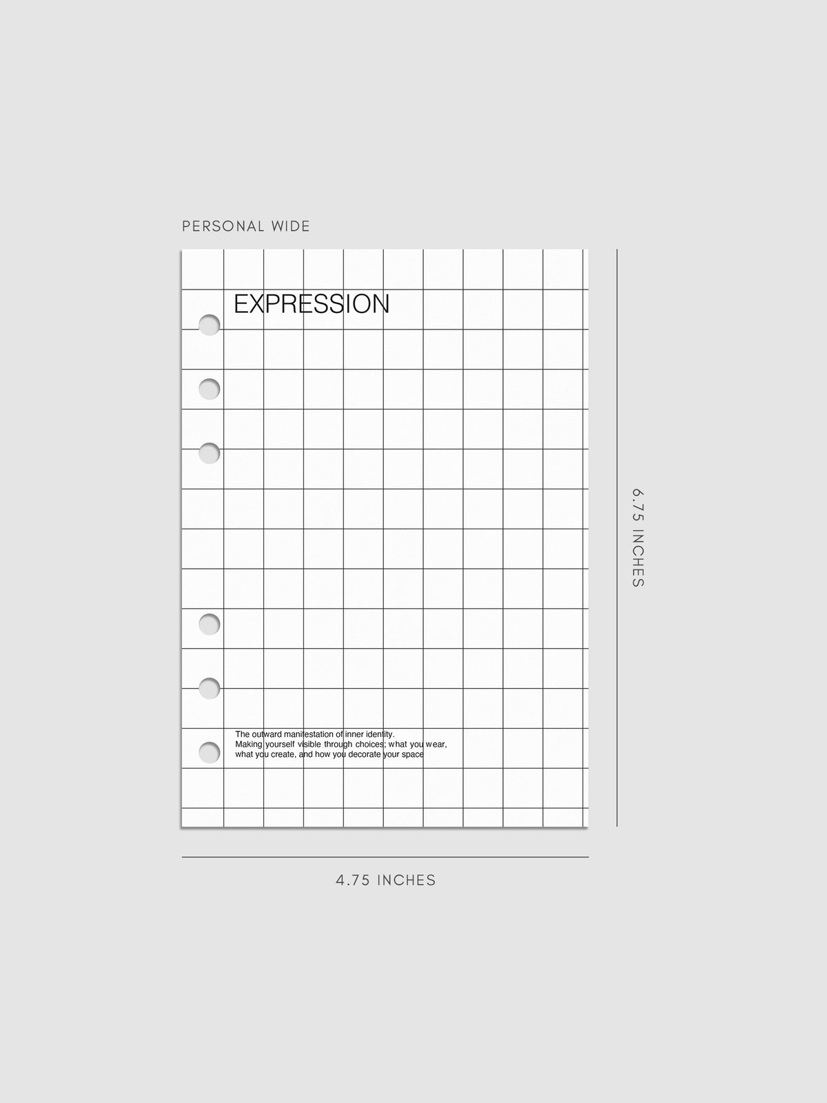 Digital mockup of insert in Personal Wide