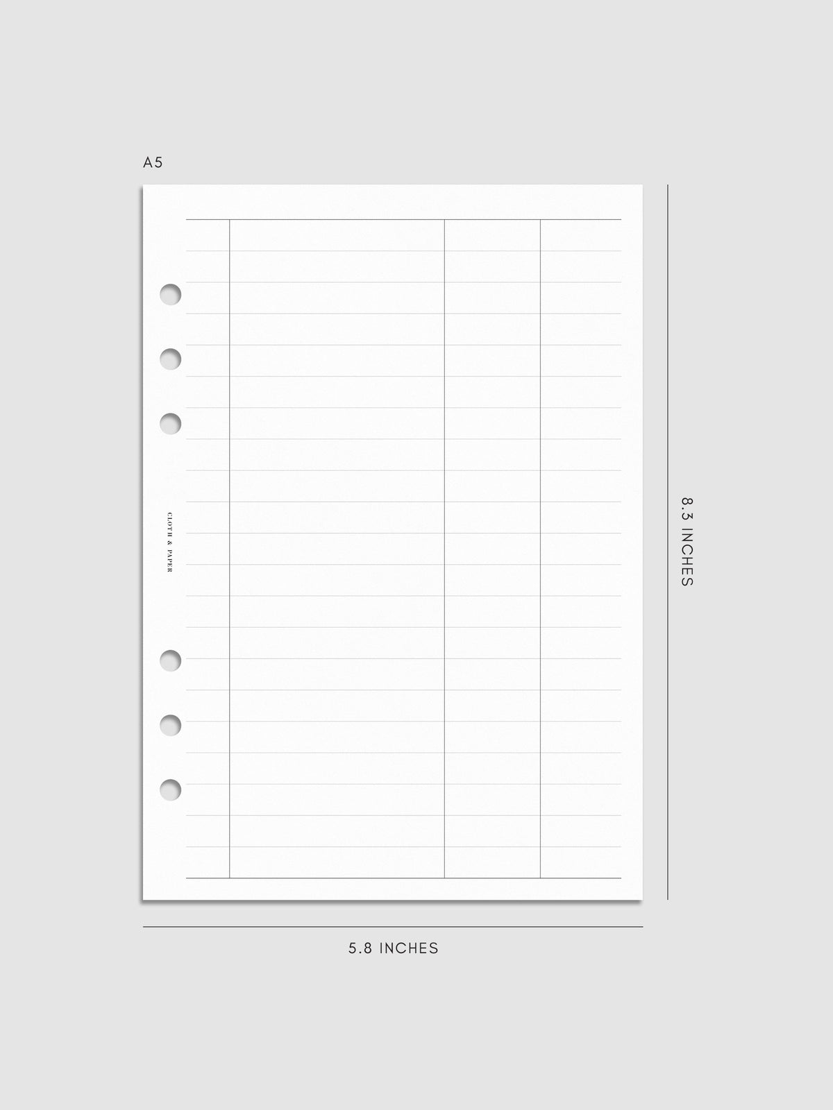 Digital mockup of insert in A5