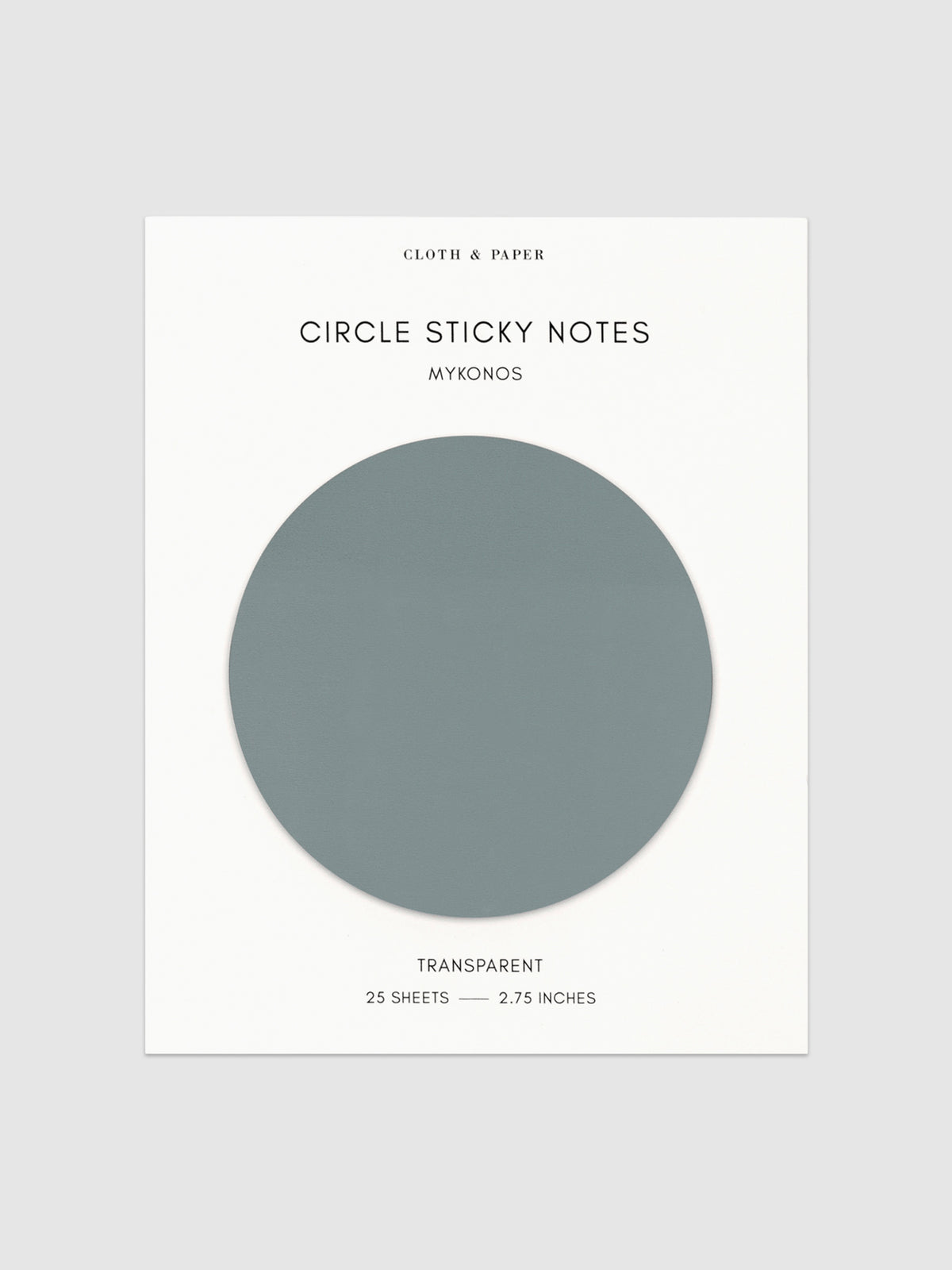 Transparent Circle Sticky Notes displayed on a neutral backround. Color shown is Mykonos.