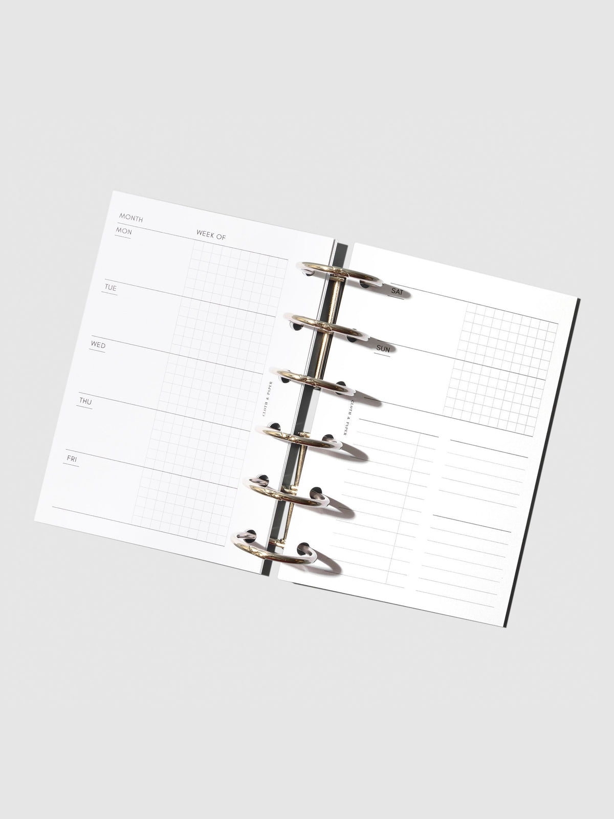 Undated Horizontal Weekly Inserts in use inside a 6-ring planner