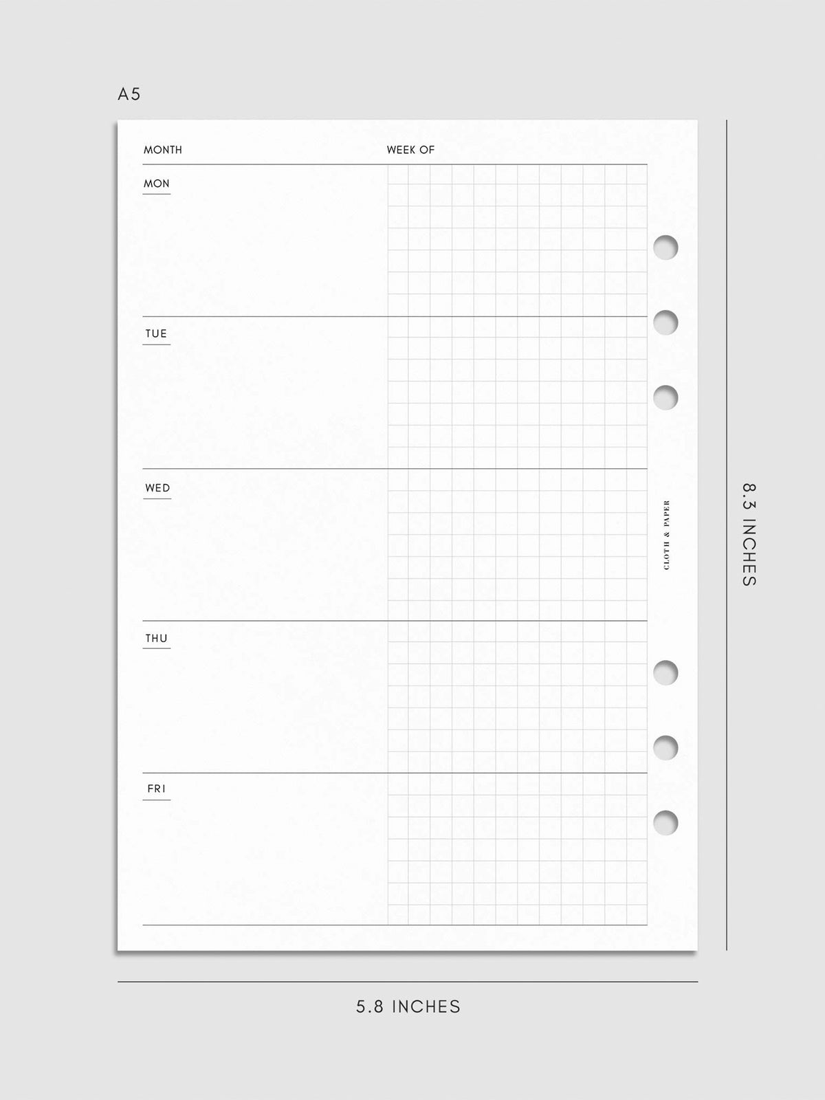 Digital mockup of insert in A5 sizing.