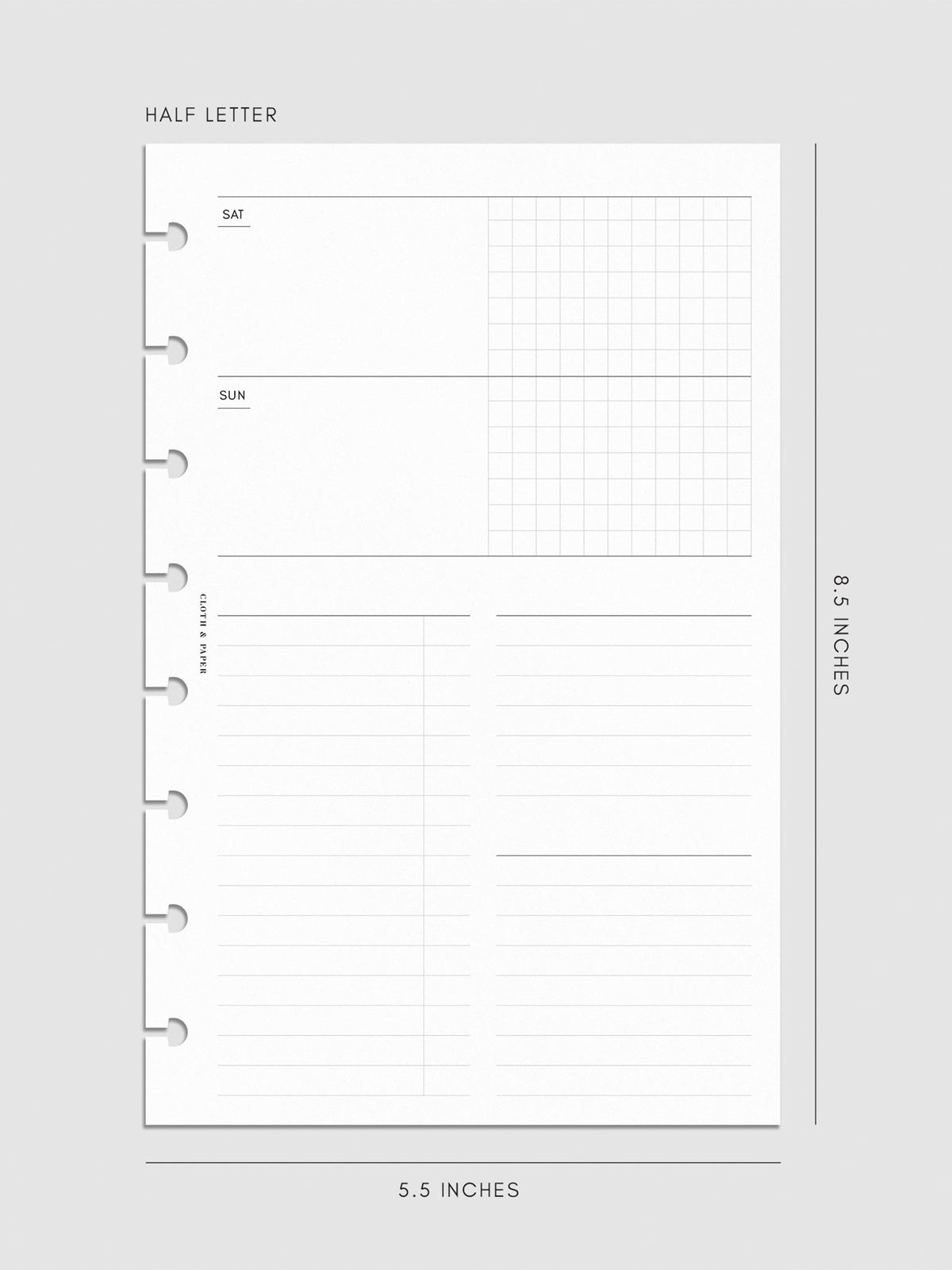 Digital mockup of insert in Half Letter sizing.