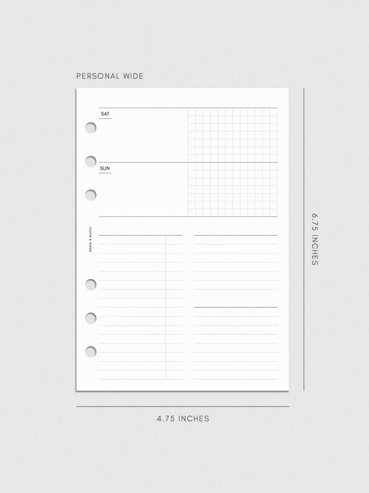 Digital mockup of insert in Personal Wide sizing. 