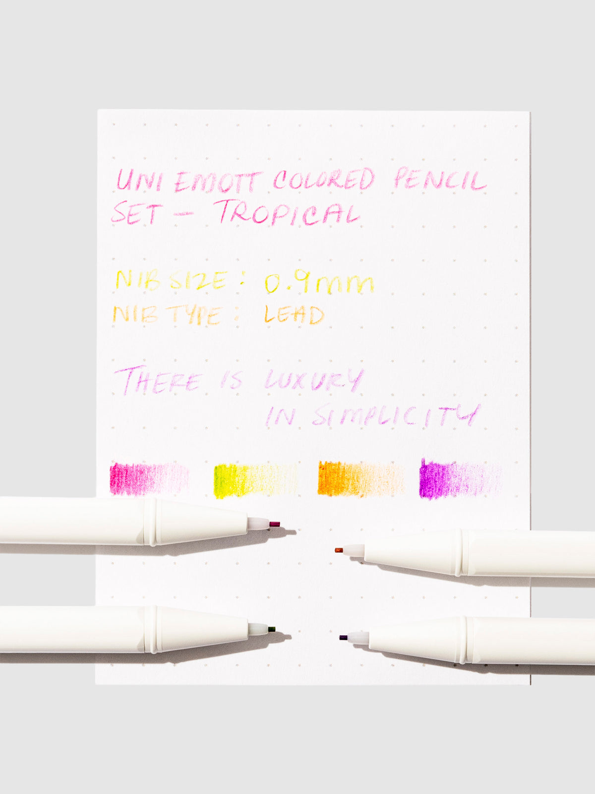 Pen testing sheet for tropical color palette.
