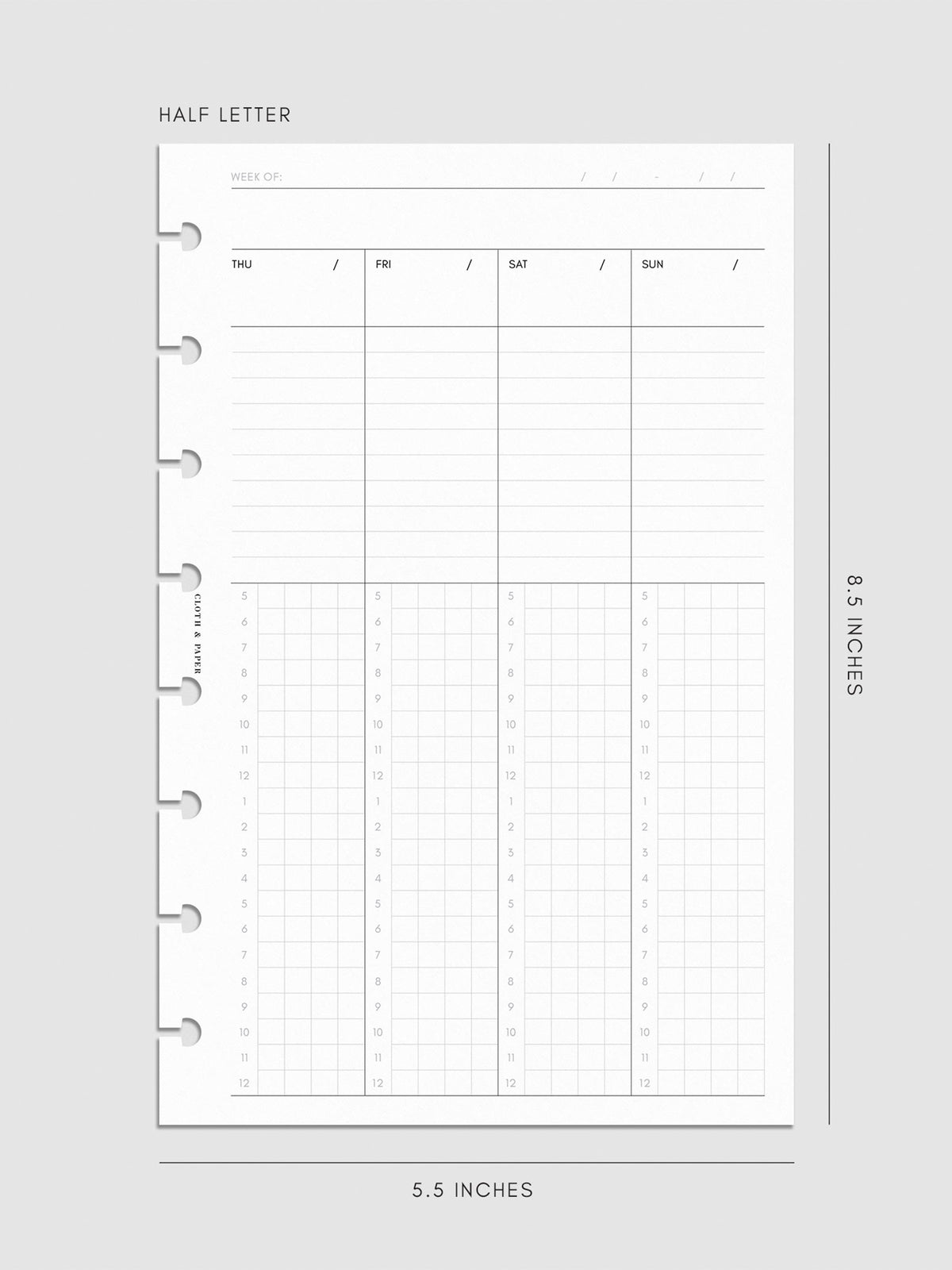 Digital mockup of insert in Half Letter sizing.